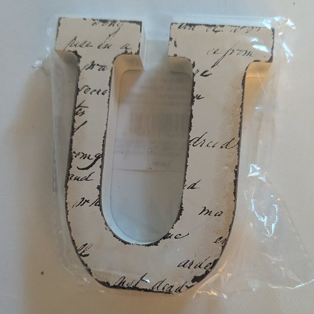 NWT Retro Distressed Small Letter 'U' Sign Script Typeface Michael's Home Decor